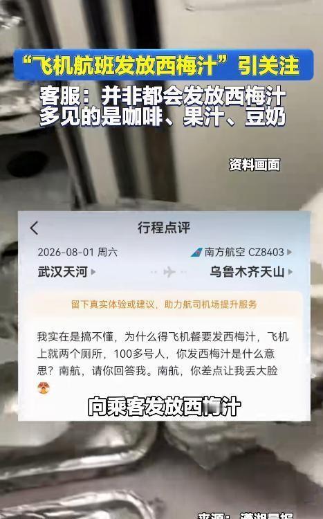 近日，南航一航班因“西梅汁”冲上热议，网传百余名乘客饮用后在仅有俩厕所的机舱内大