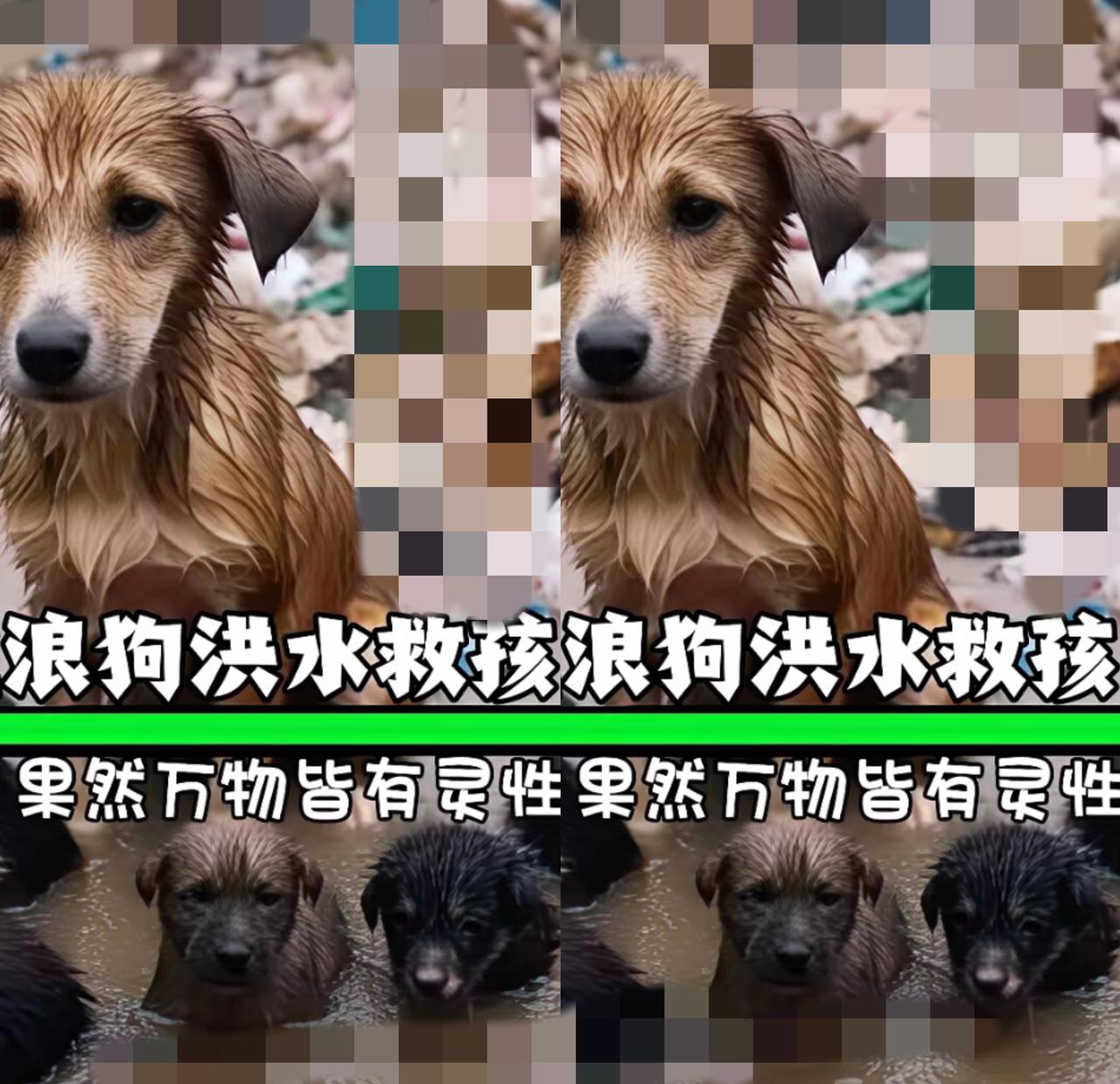 救命！洪水里的垃圾堆旁突然冲出来只狗，对着救援艇狂叫还一个劲儿甩头