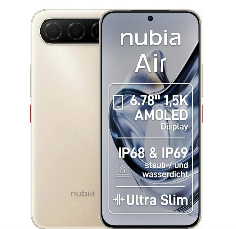 努比亚超薄新机在IFA2025上发布了，被命名为nubiaAir，采用6.78