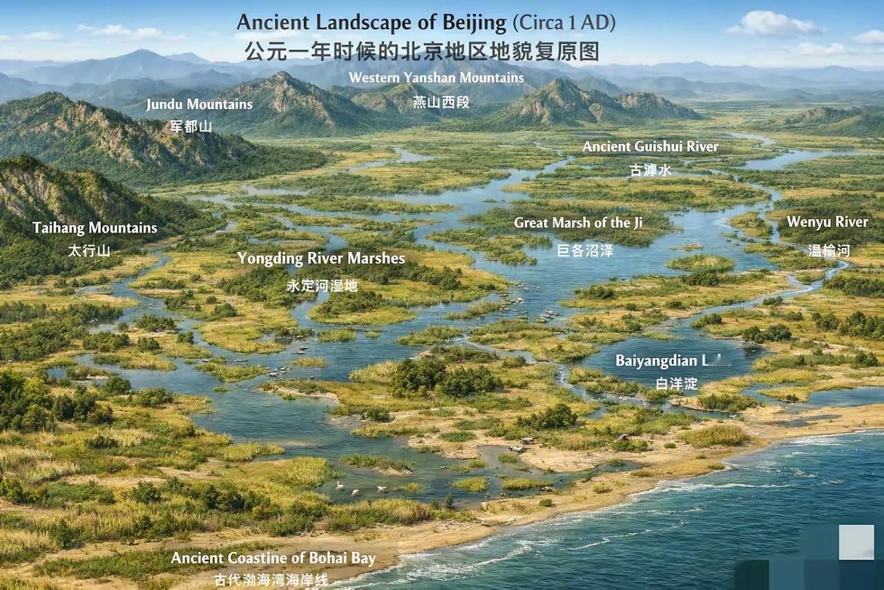 沧海桑田。二千年前的北京，河道纵横，水草茂盛。和现在的情况天壤之别。现在南水北调