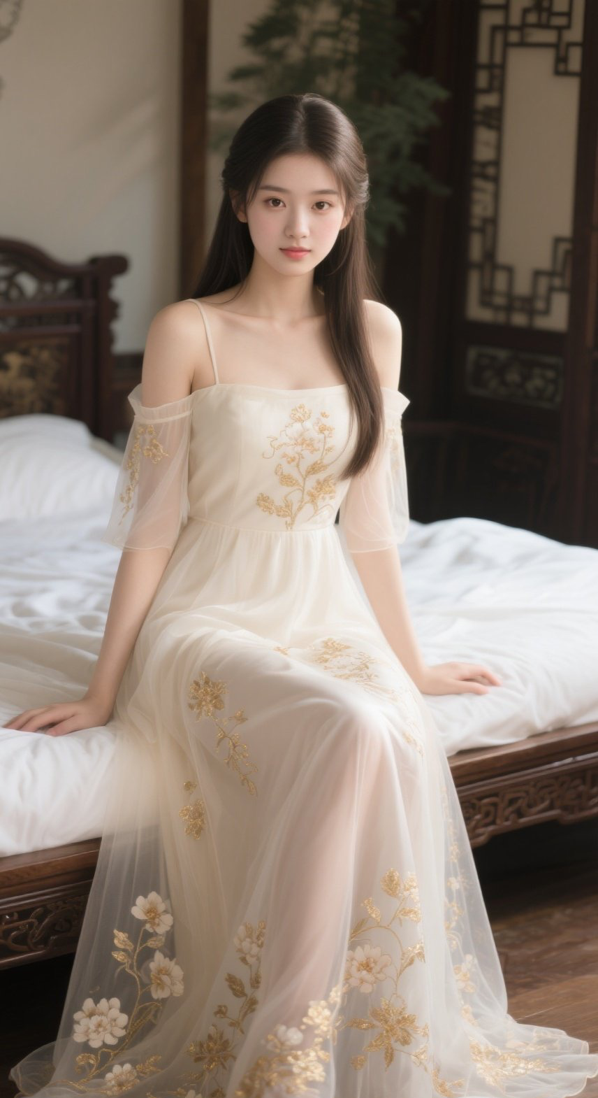 娇柔美眉雪纺风，裙摆轻扬似蝶舞