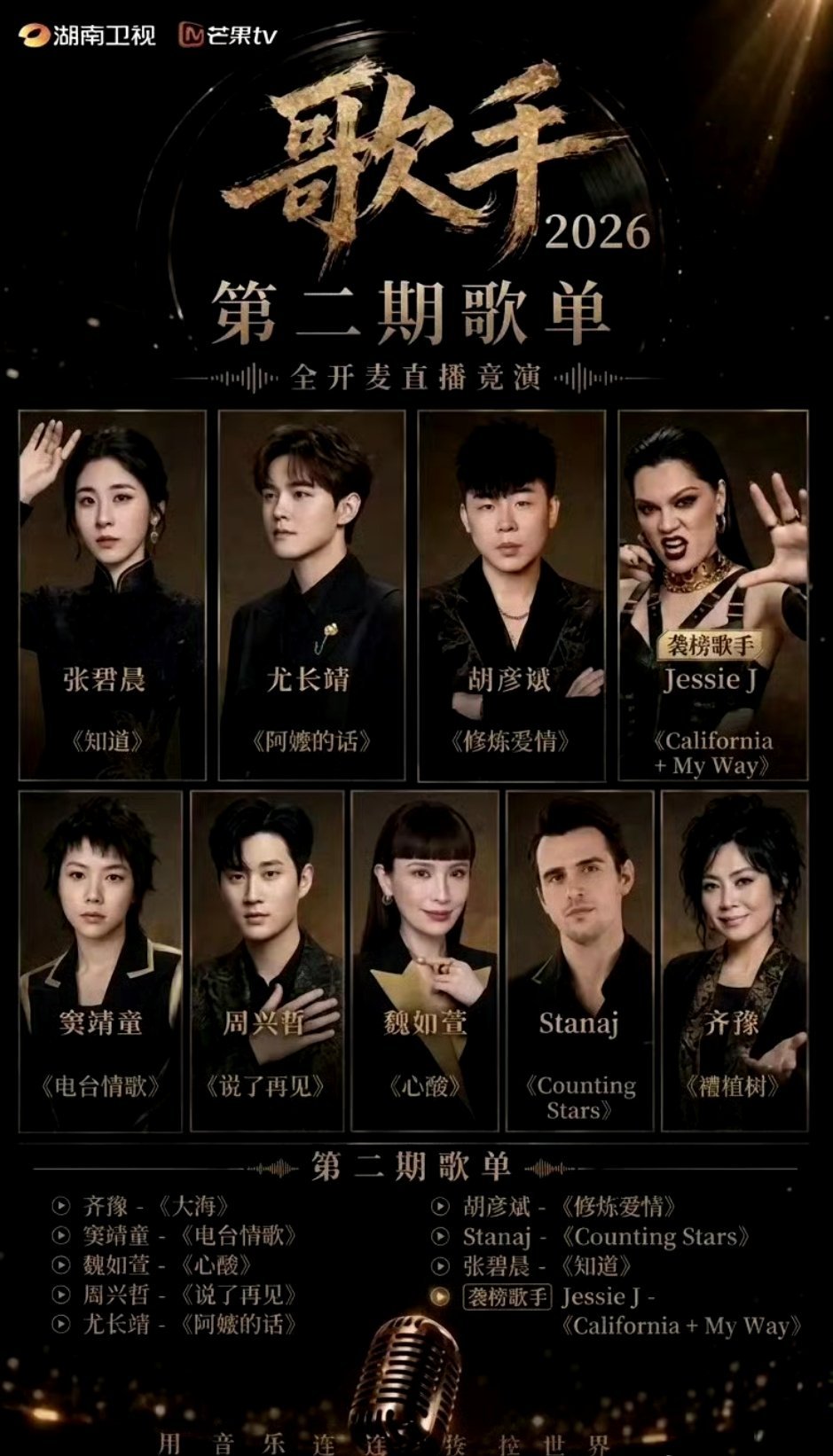 歌手排名第一名：JessieJ《MyWay》第二名：JessieJ《Cal