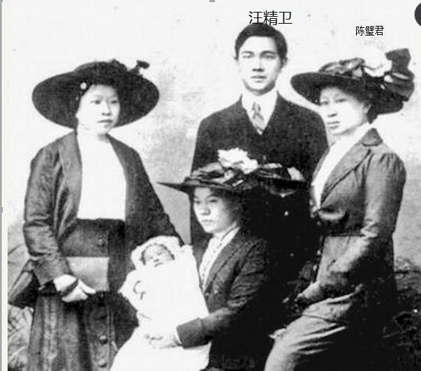 大汉奸汪精卫与妻子陈璧君一共生育6名子女，除第5个孩子幼年夭折，长大成人的是两子