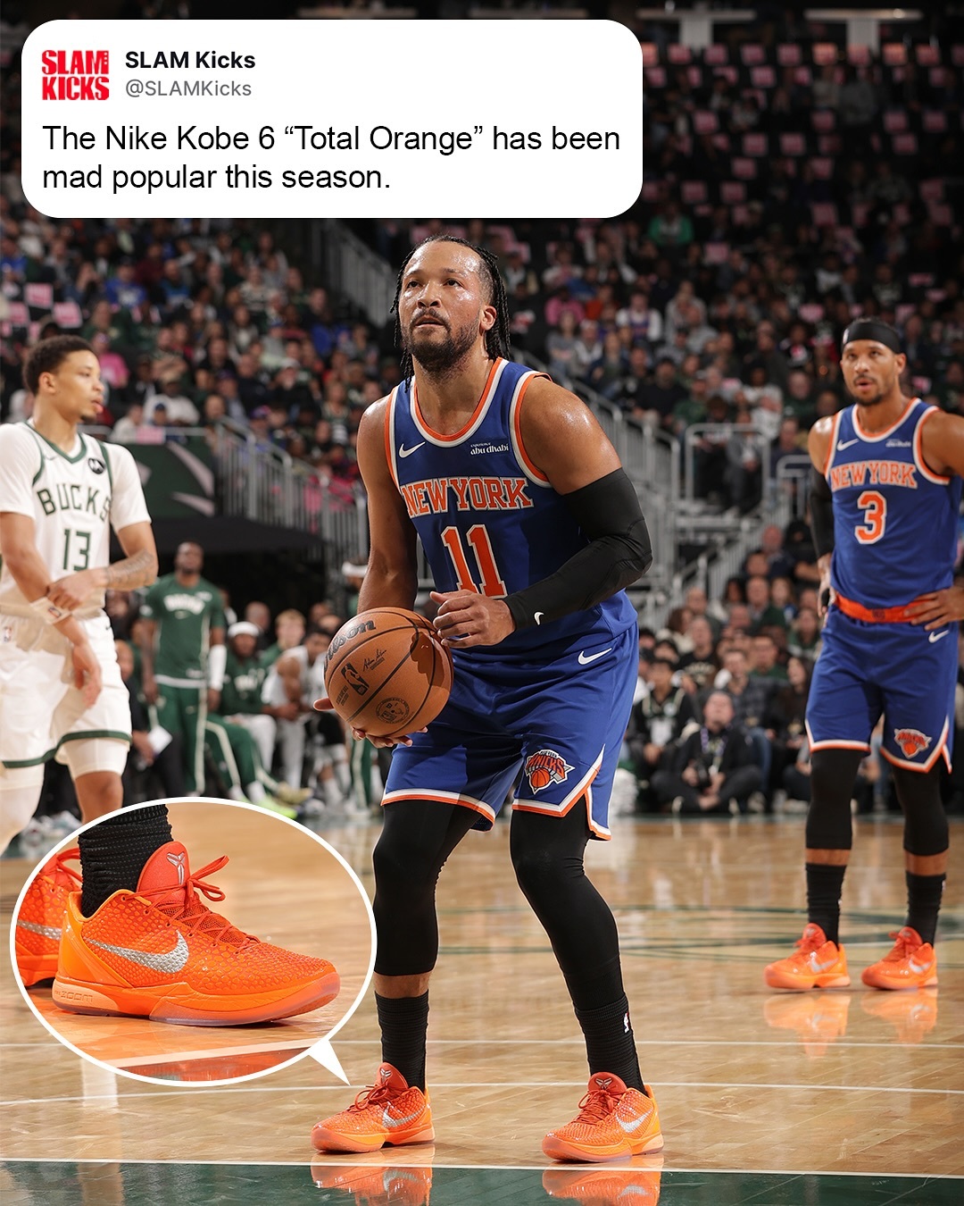 NBA球员这赛季上脚的科比6“TotalOrange”