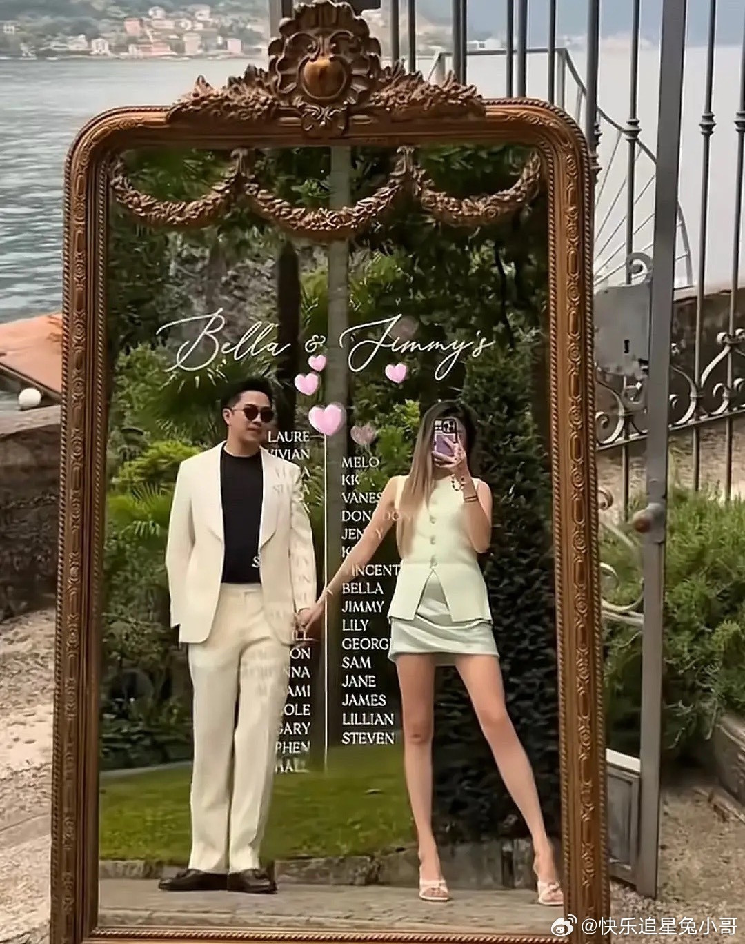 程晓玥晒二人世界约会照，她老公身高185大长腿，穿一套白西装不输男明星，两人牵手