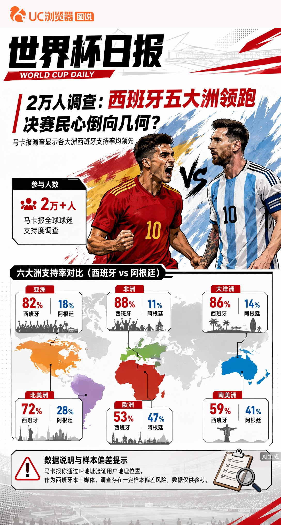 马卡报2万人调查：西班牙全球五大洲领跑，决赛民心倒向几何？