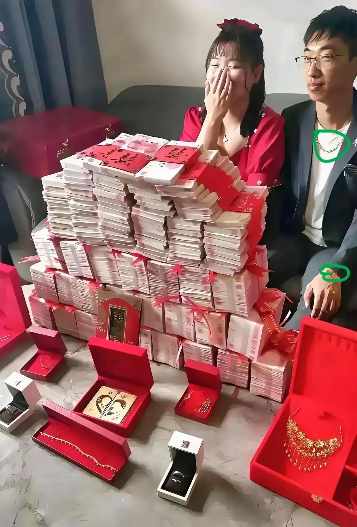 如果我是女的，我也会开心的合不拢嘴了。结个婚有时真的要掏空家底。