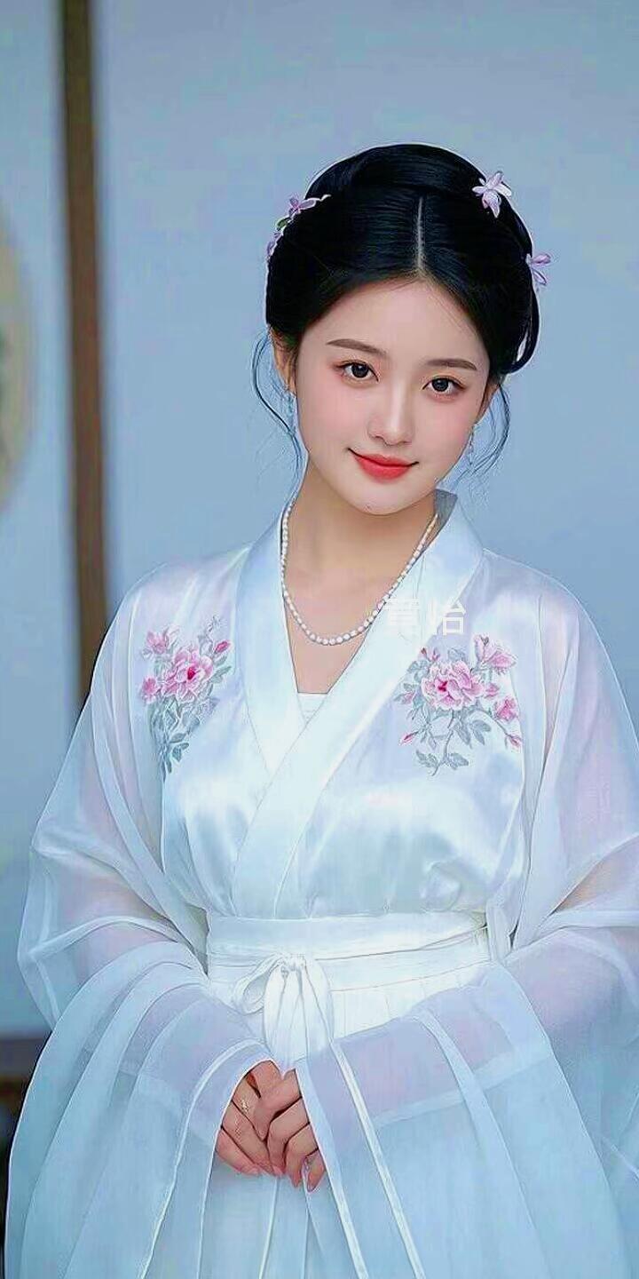 温婉古风，粉黛佳人，一袭白衣，宛如画中仙。