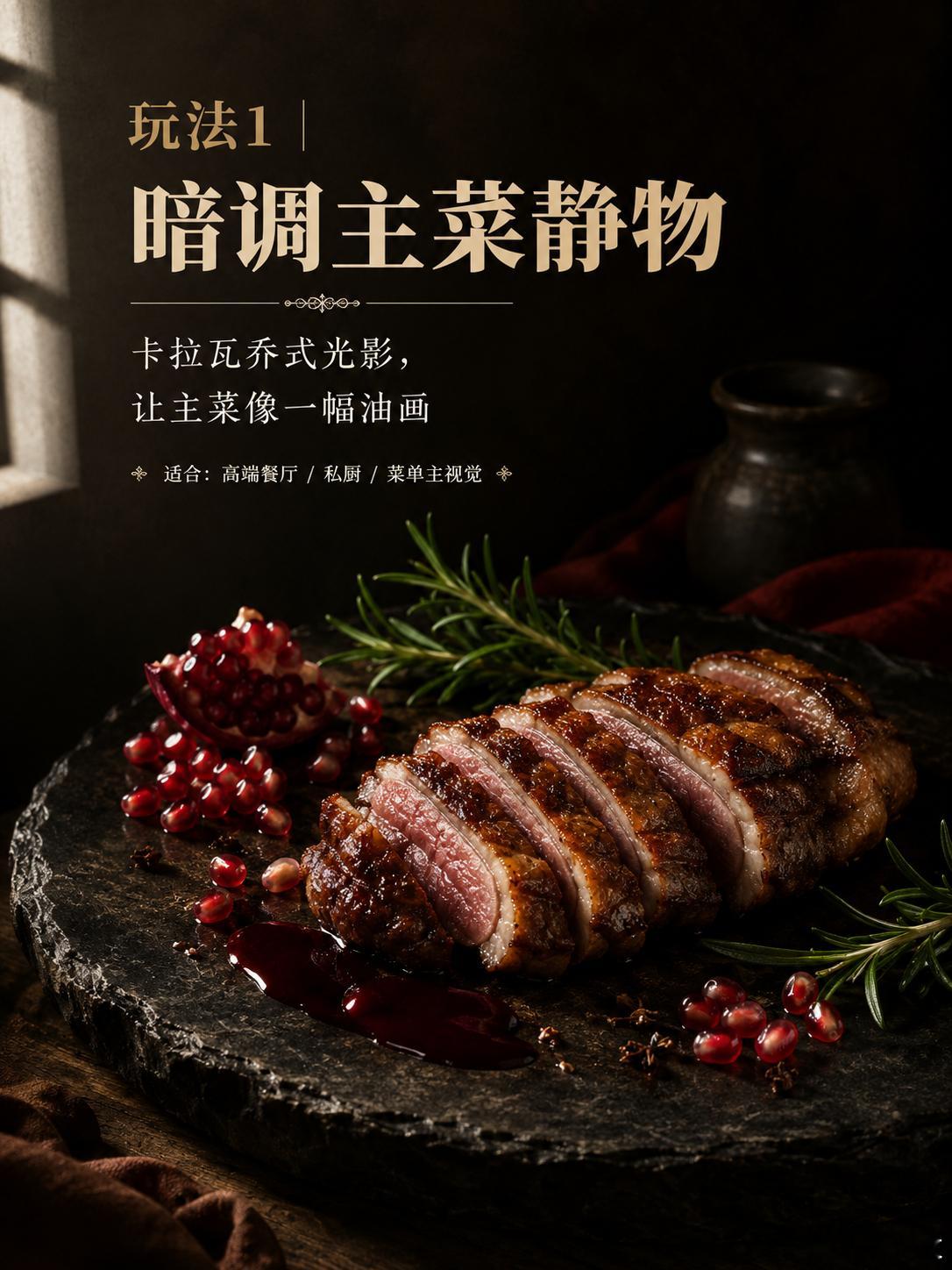 【AI绘画每日一词】暗调古典美食静物今天这个词，适合想把美食图做出高级感的人。我