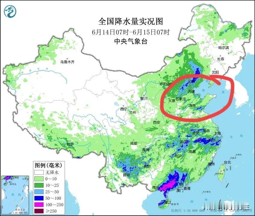 山东大部分地区降水量低于预期，更大降雨在18-19日，全省小到中雨，局部大到暴雨
