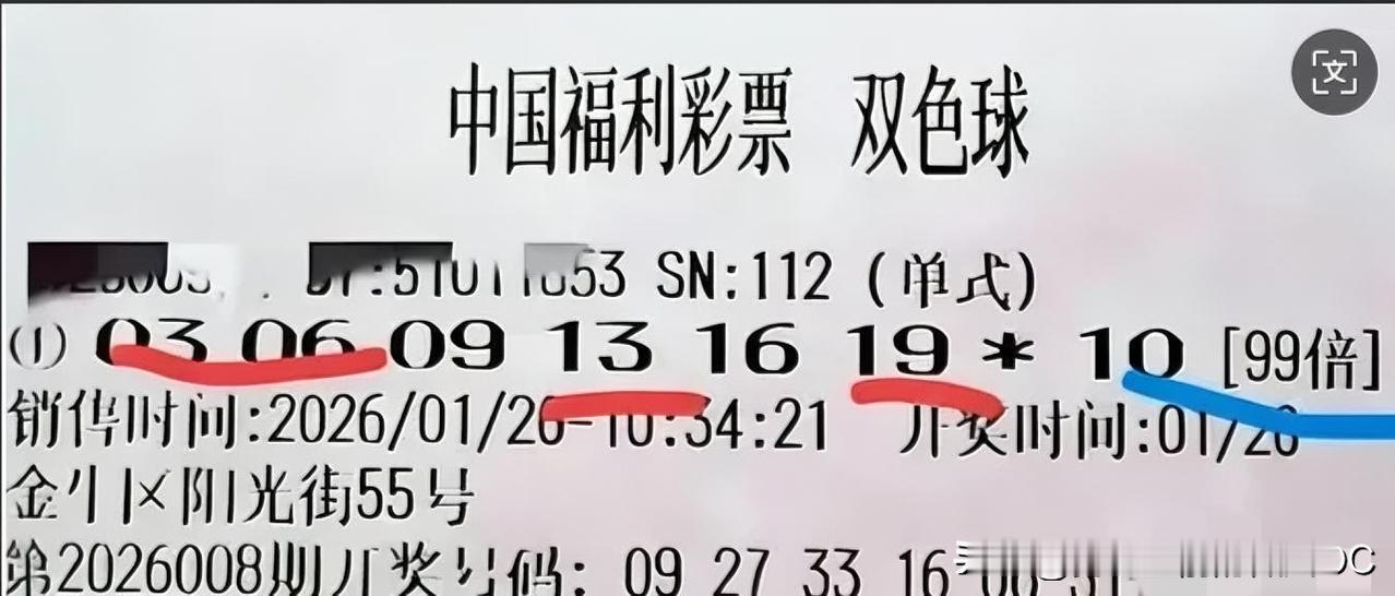集卡领红包彩市年度盘点四：369传奇号再现！双色球26009期，彩友99倍单挑中