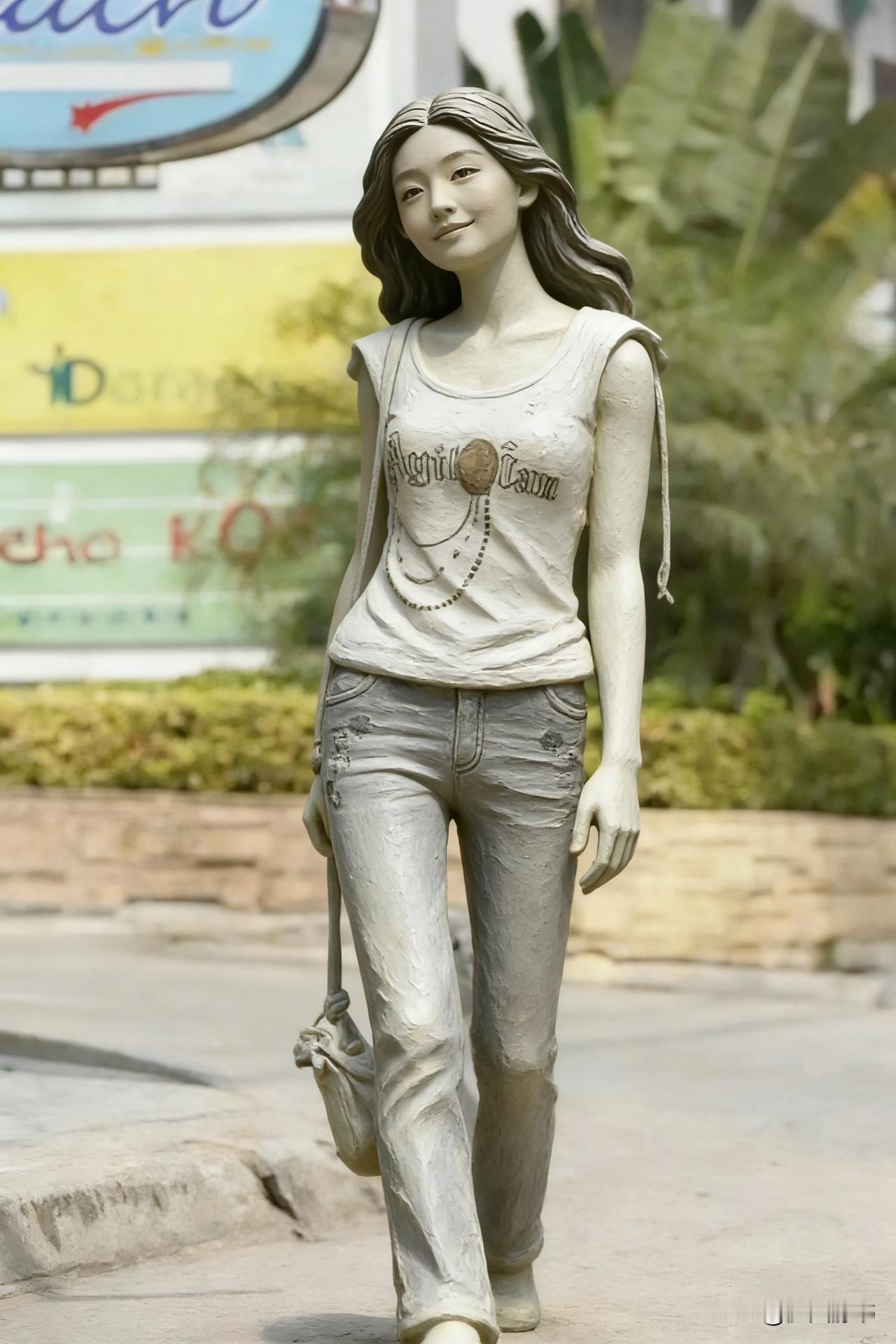 大S或许会喜欢这雕像吧？迎风微漾的姿态，唇角那抹似有若无的笑意，长发如瀑在风中飞