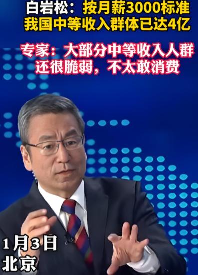 专家说月入3000已经进入中等收入，白岩松反问专家，如果月入3000就算中等收