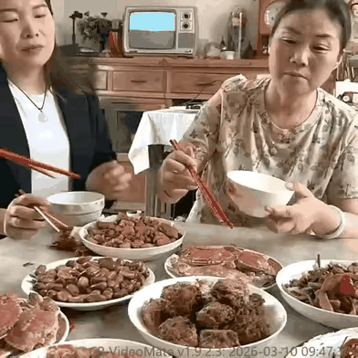 几个人在一起吃饭，刚上了一盘排骨，一个女子就不停的往碗里夹，一桌人都看不惯，大家