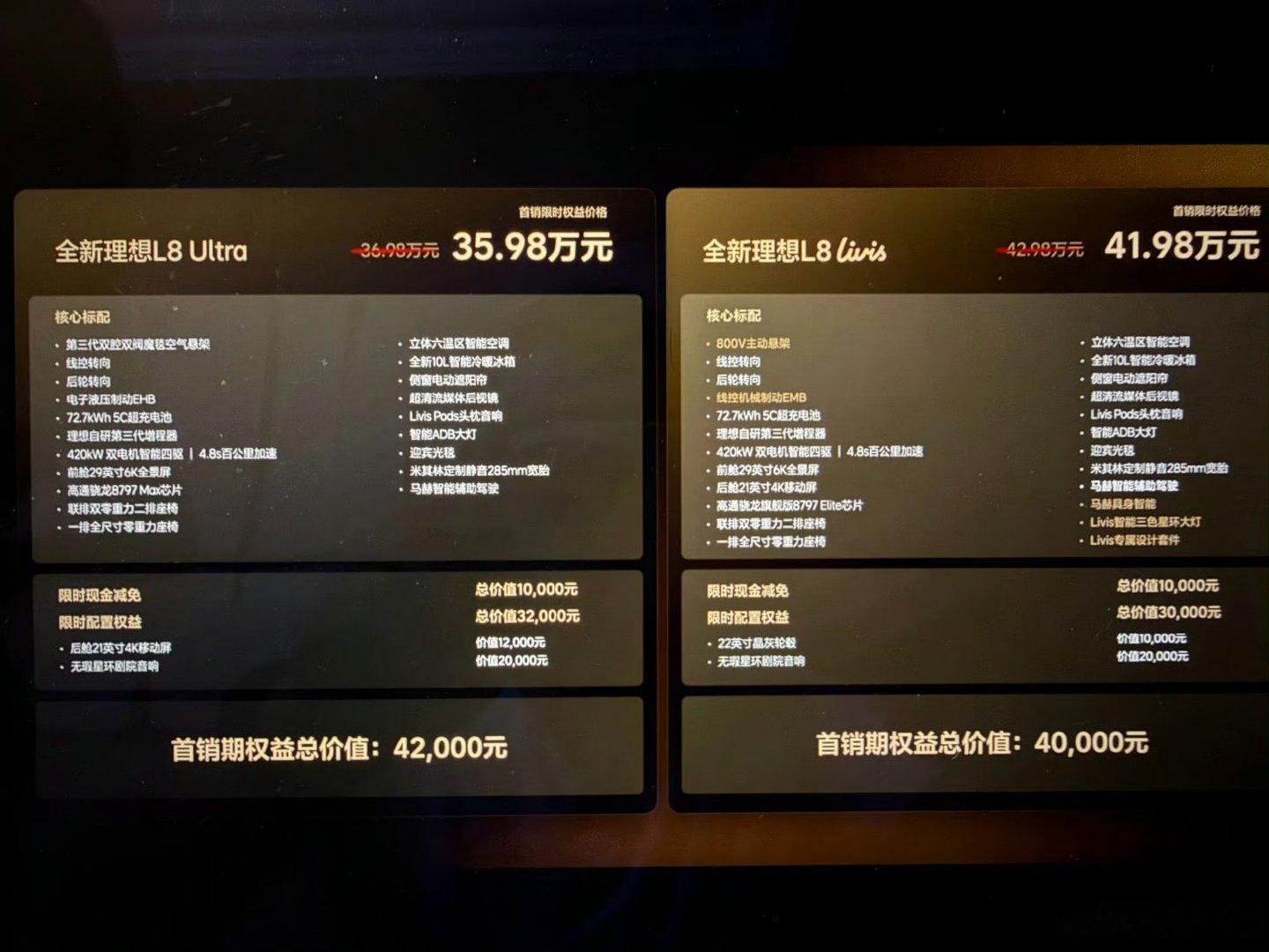 聊一下很多人讨论的理想L8Livis的价格，我们来细看一下Ultra到Livi