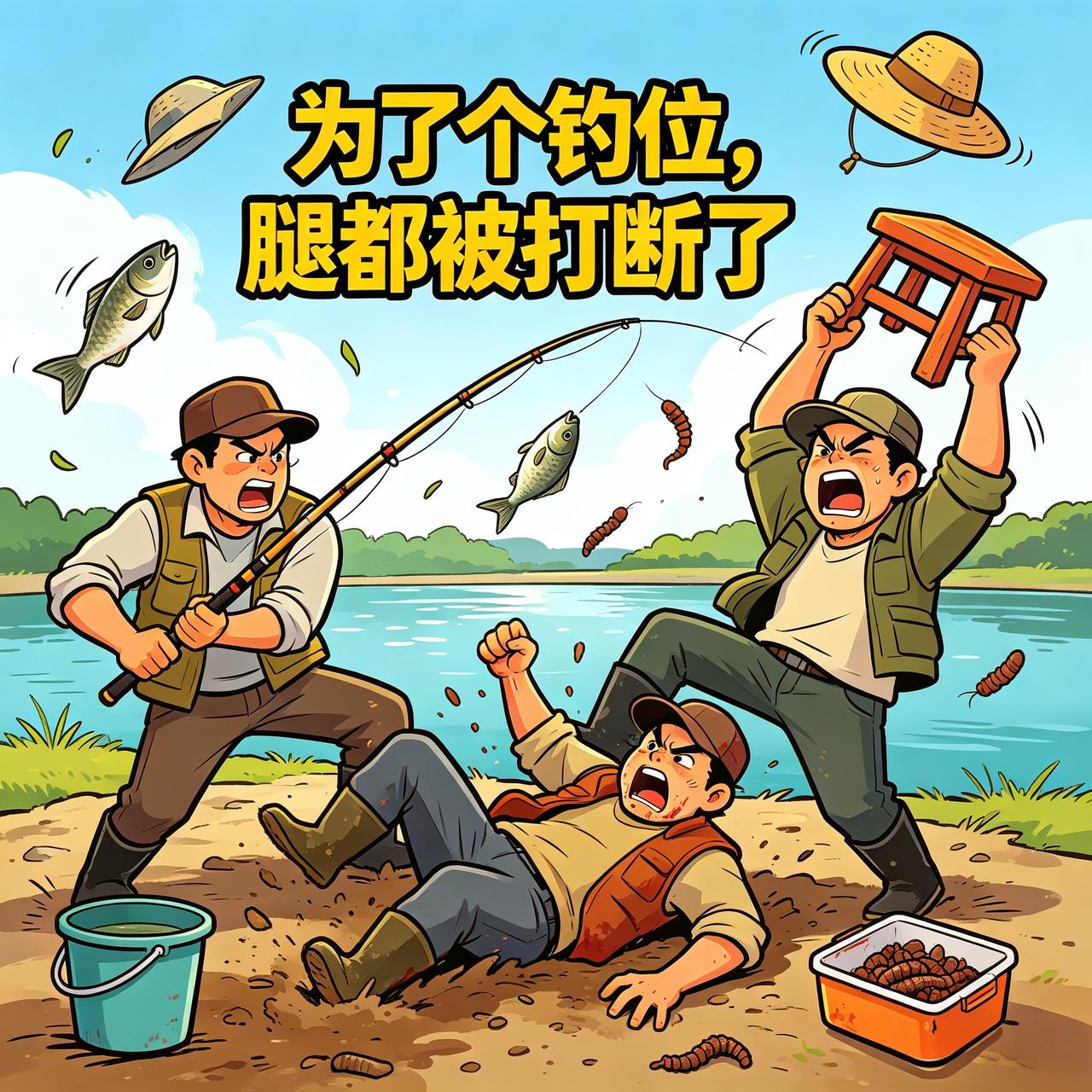 为了个钓鱼位置，腿都被打断了！昨天成都沙河边上，上演了一场“钓鱼届的奥斯卡”。