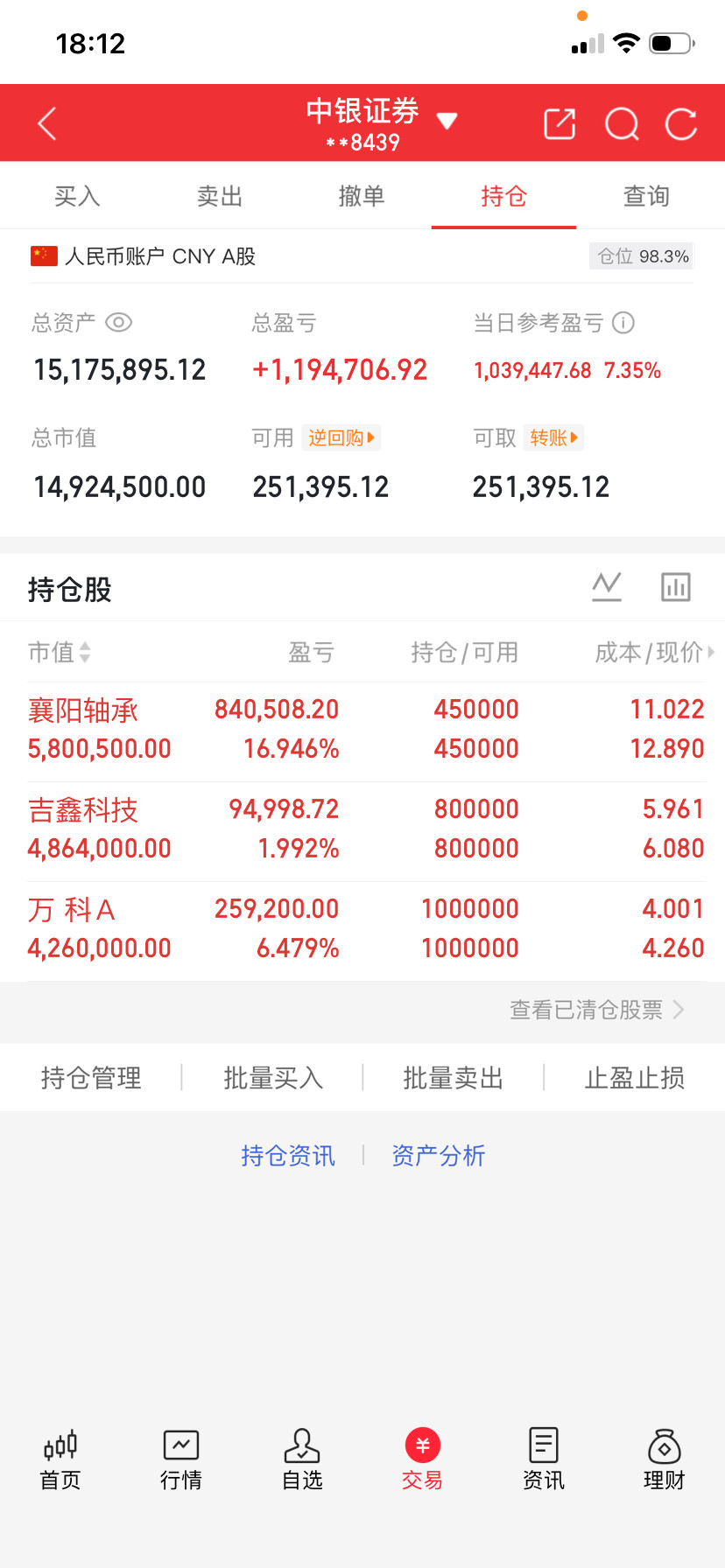 来了来了！兄弟们！满仓君的A股实盘记录又来了！大家看图吧！懂的都懂！收到回复178[doge][do