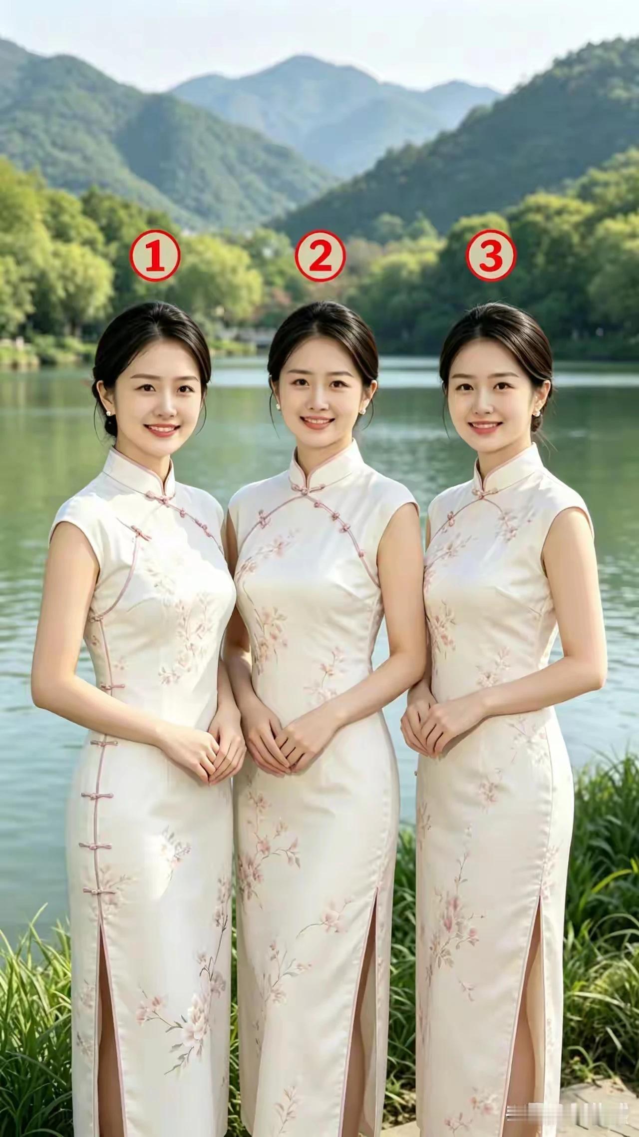 挑上她们做老婆的，都是眼力不寻常之人！不只是有碧水蓝天美景的衬托，一身清爽的旗袍