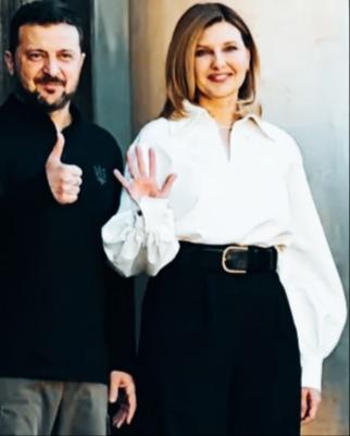 泽连斯基妻子叶莲娜裤子穿出了新高度啊！叶莲娜和泽连斯基身材比例一对比，是不是感