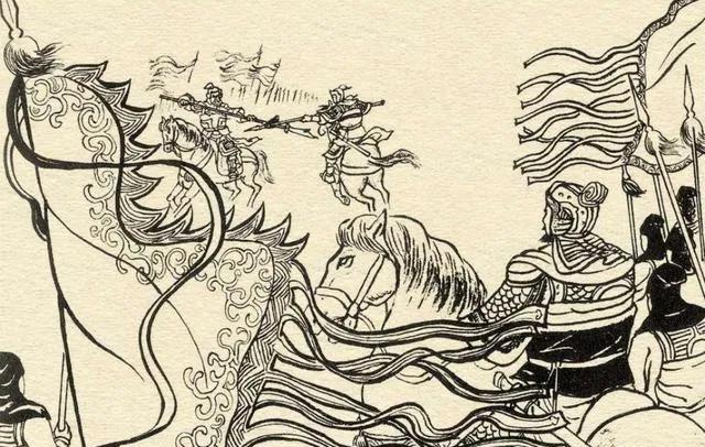 刘备大军进攻绵竹，绵竹守将费观令大将出阵。黄忠与大将交战五十多个回合，两边收兵回