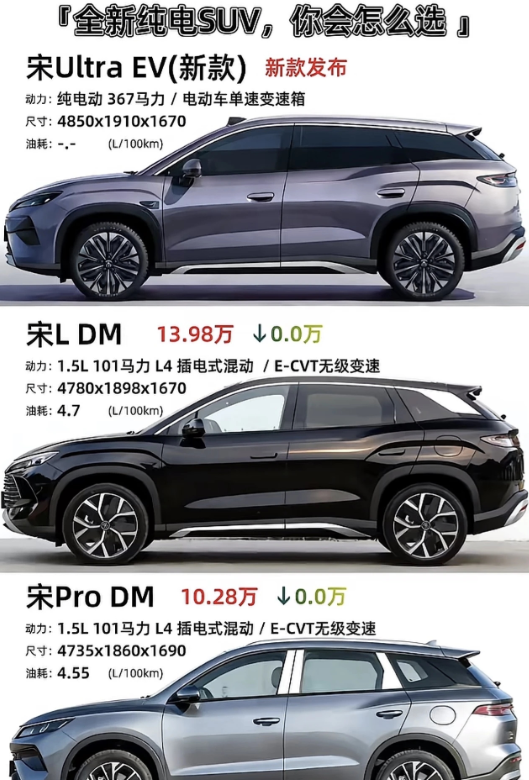 很有趣，现在比亚迪每个名称总喜欢搞几款车型，而宋这个系列是款式最多的，比如：宋M