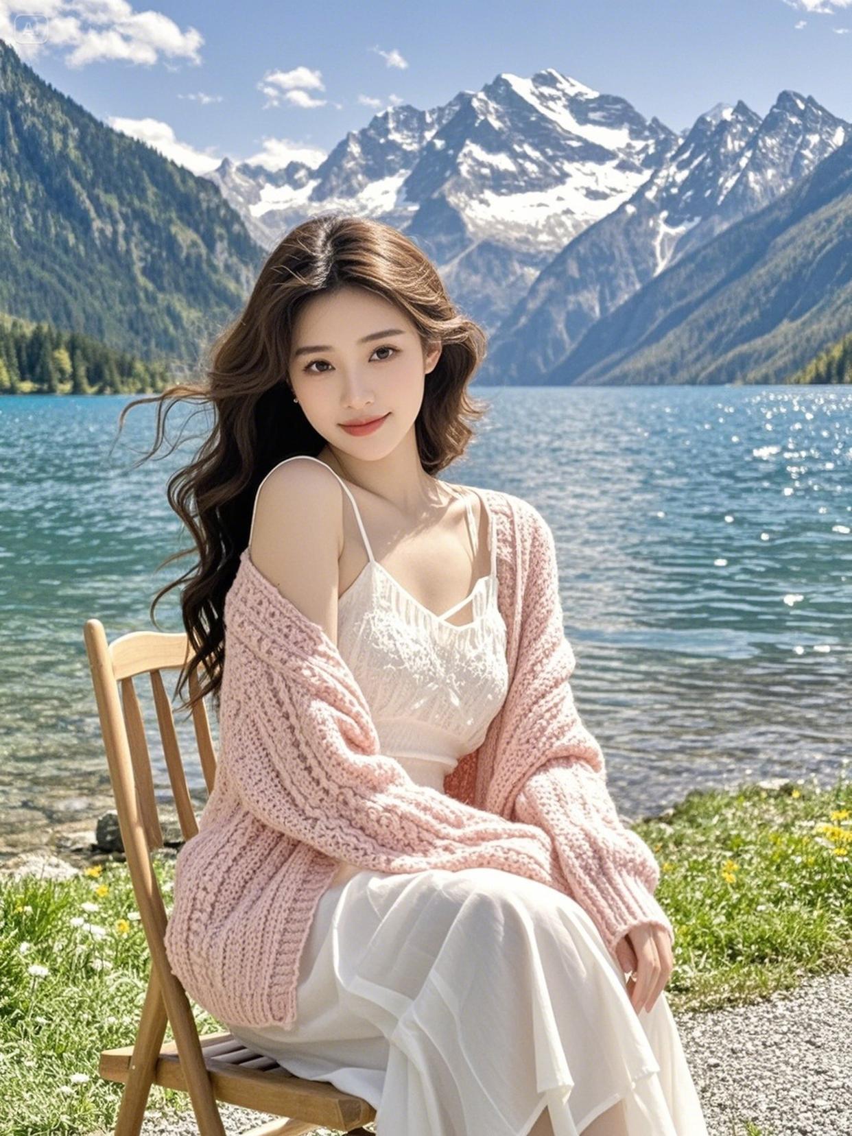 随手拍在湖边坐着，风景真美！那温柔的粉色就像春天初绽的花朵，透着一股甜美。湖