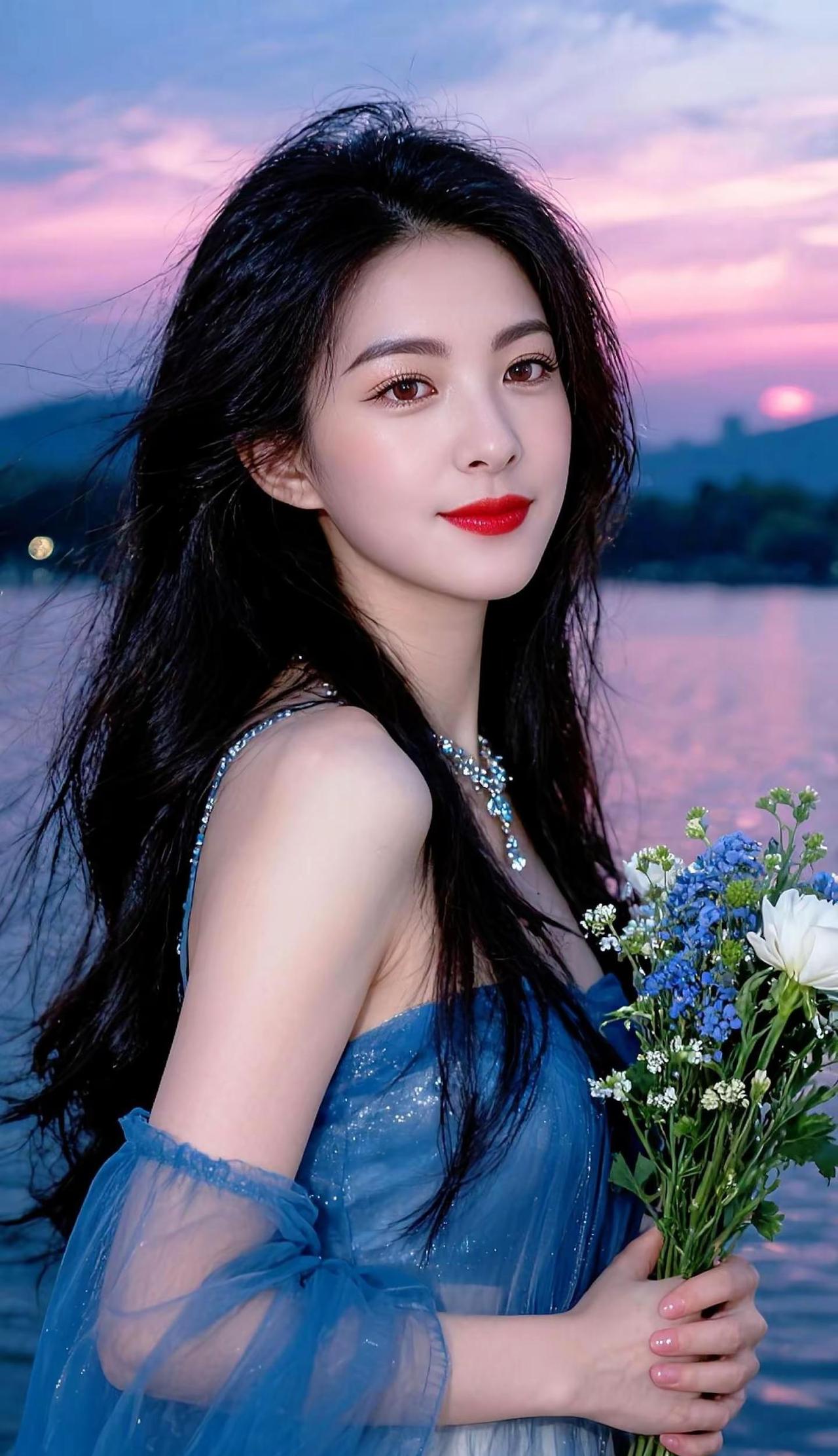 脸上有微笑心中有阳光，抬头所见皆是温柔。AI晚风花束照