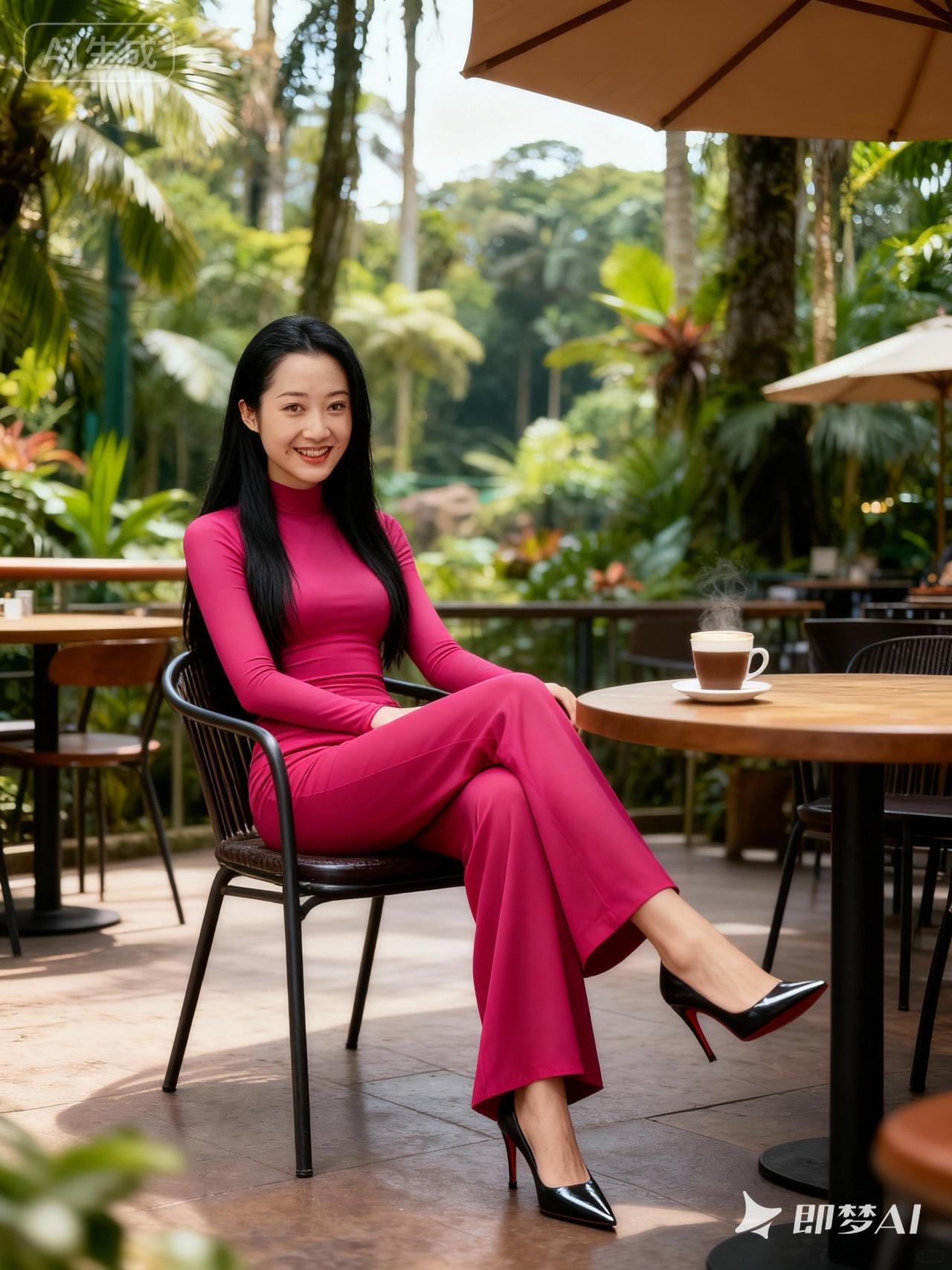 在热带花园咖啡馆，享受悠闲时光🌴☕️