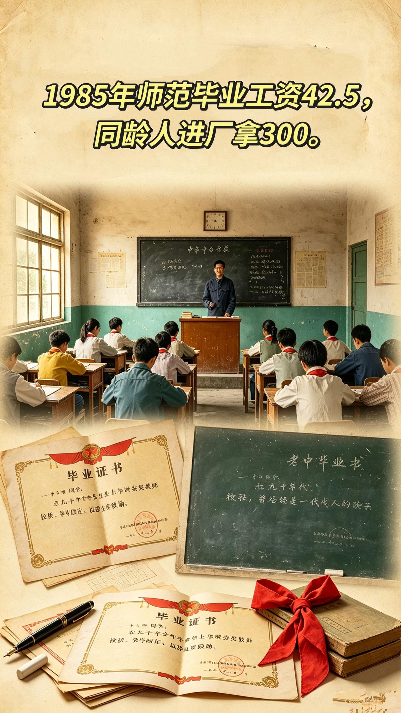 很多年轻人根本想象不到，四十多年前，读书真的不赚钱。1985年，大批师范生