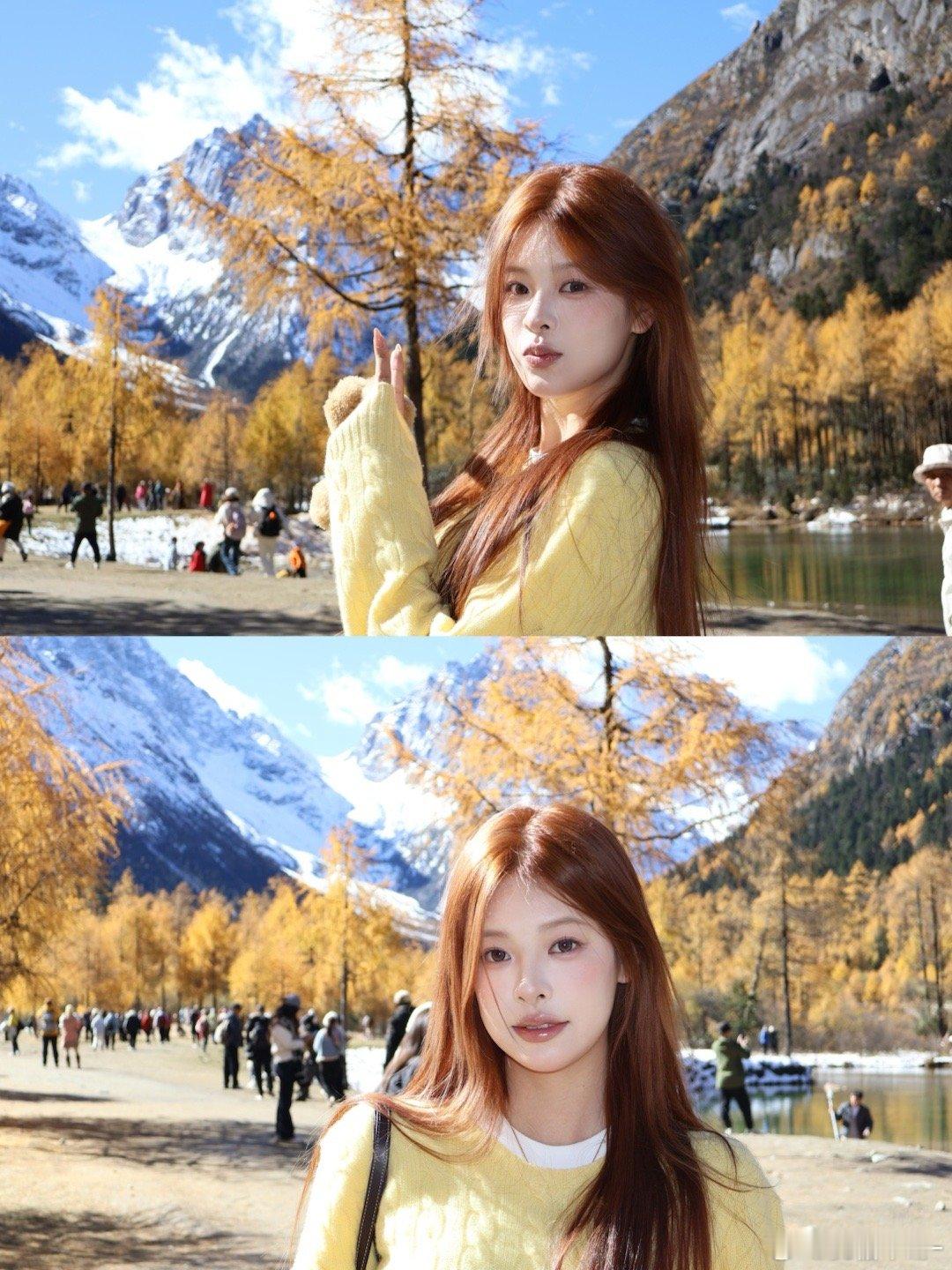 在川西的那几天这个月的雪山真的好惊艳！第一次见到这么红的枫叶！！🍁