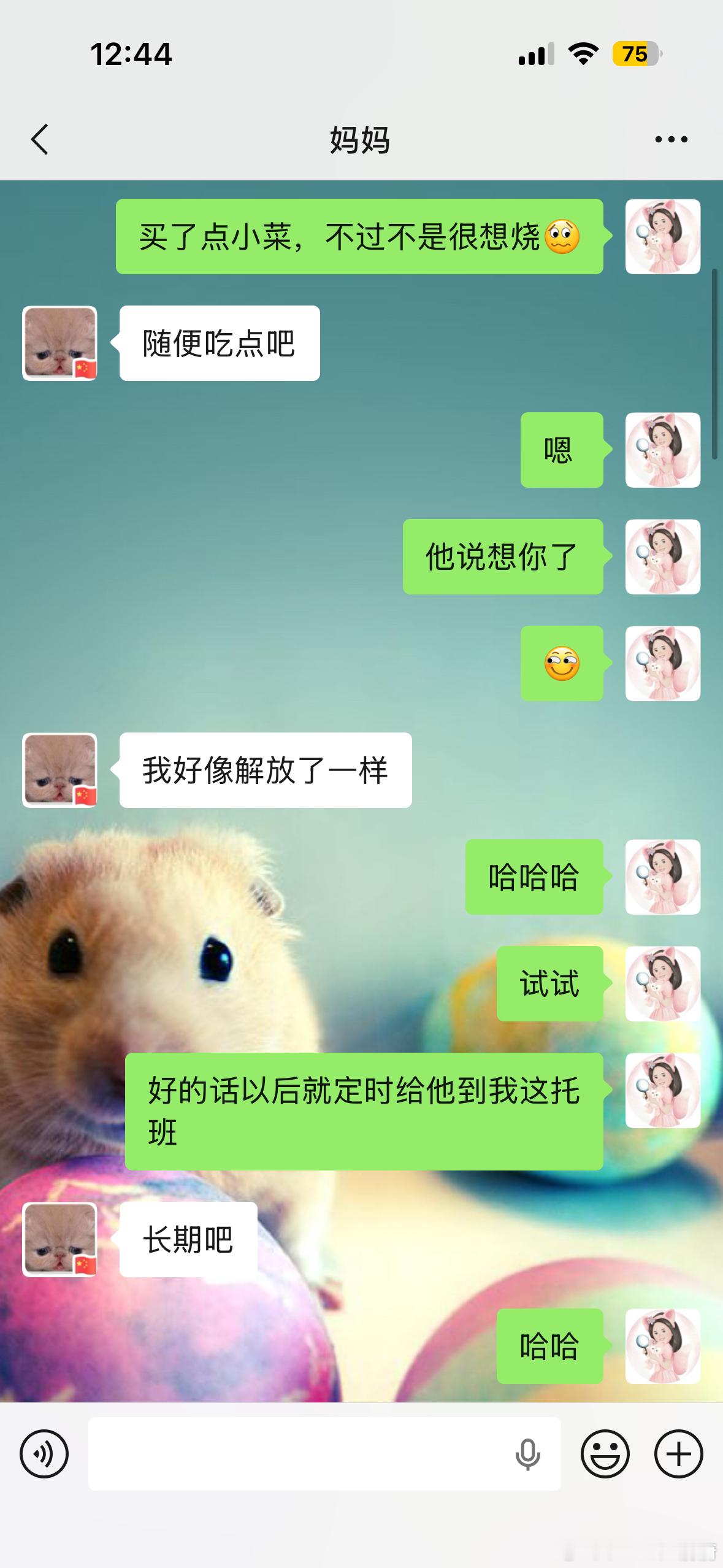 老妈说老头没地方作了，所以才想她的。