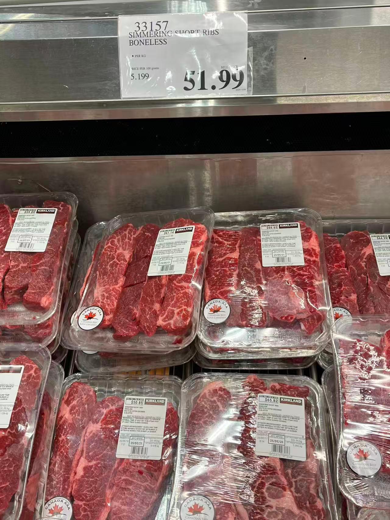 CanadaCostco的牛肉价格