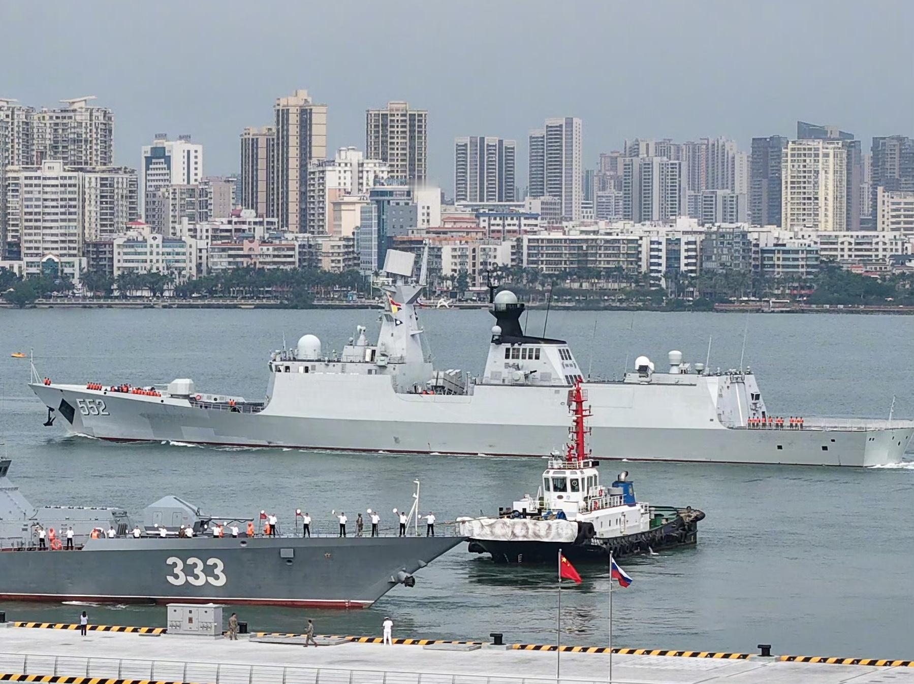 054A改郴州舰为俄舰编队送行舰艏漆打补丁烽火问鼎计划中国海军