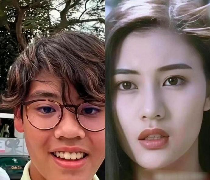 不相信一代美女李嘉欣会生出这样的瓜娃子……直道看见孩儿他爸……​​​​