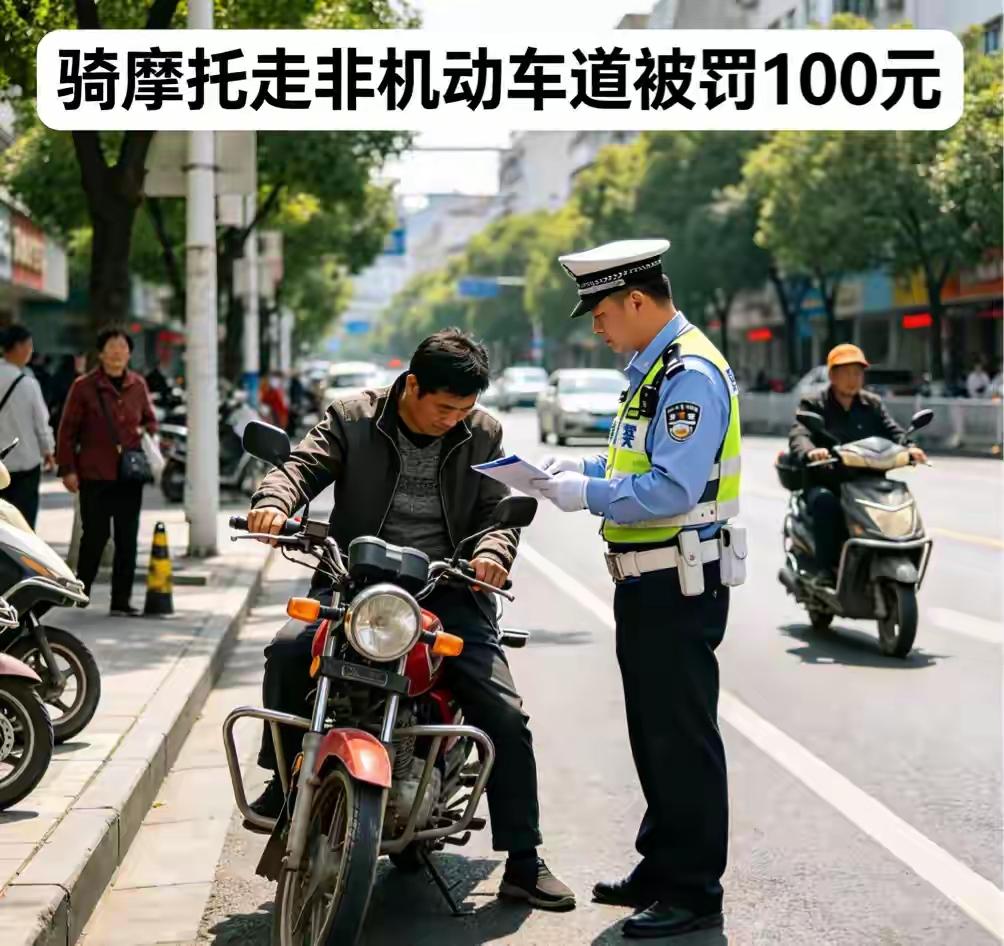 🚨2026年4月，全国严查摩托车走非机动车道，违者罚款100元（20-200