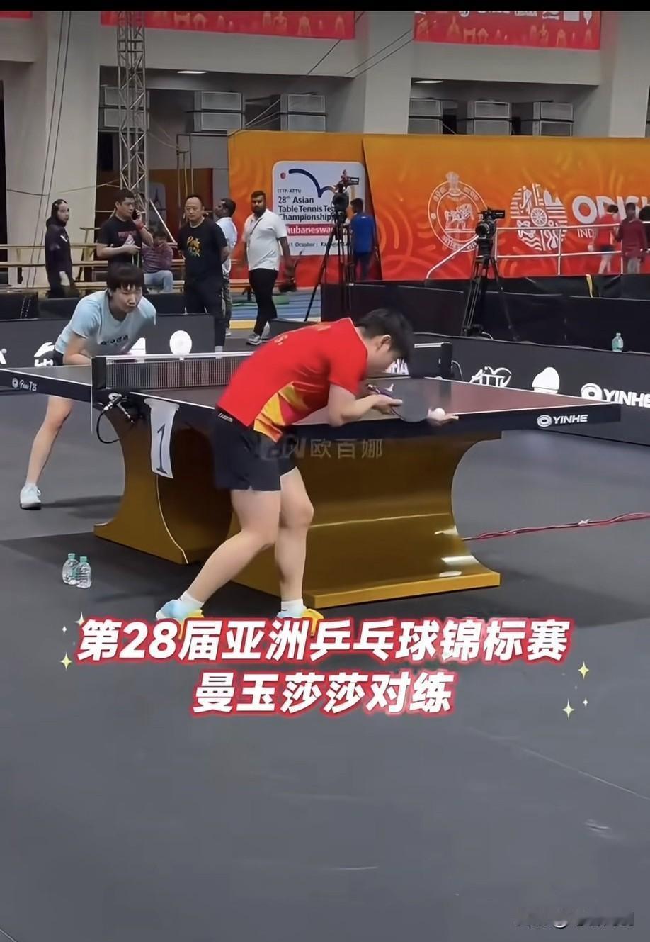 活久见，世一世二对练了！莎莎曼昱对练为了团体赛对练了！不得不说，莎莎和曼昱的对