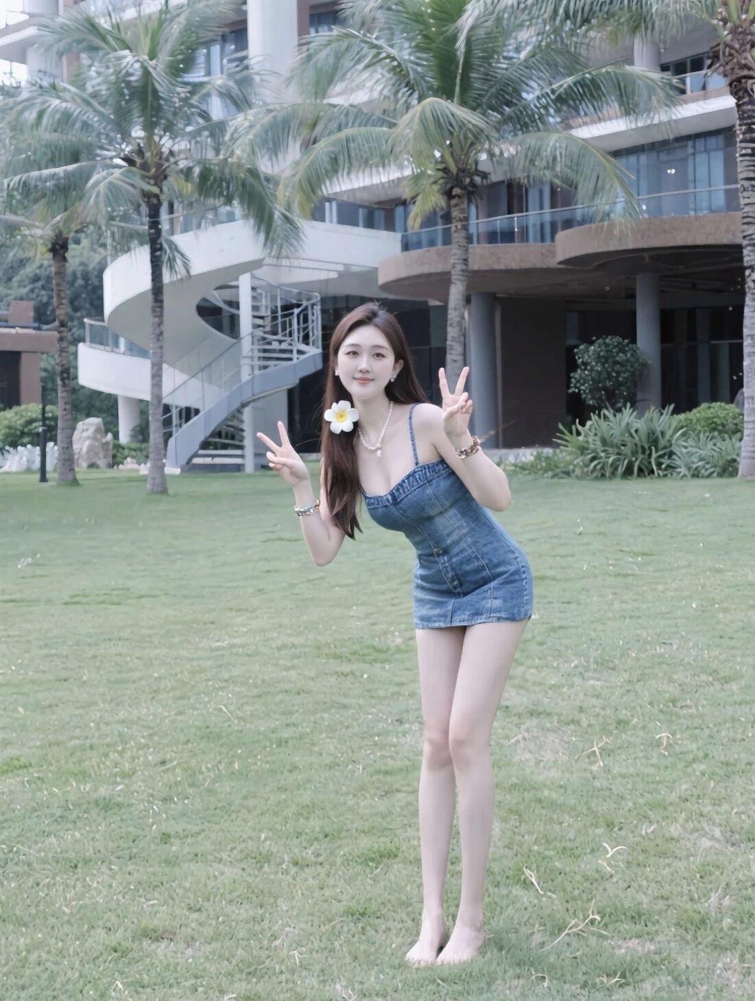 夏日度假风，比个V字笑一笑，轻松自在每一天！🌴😊