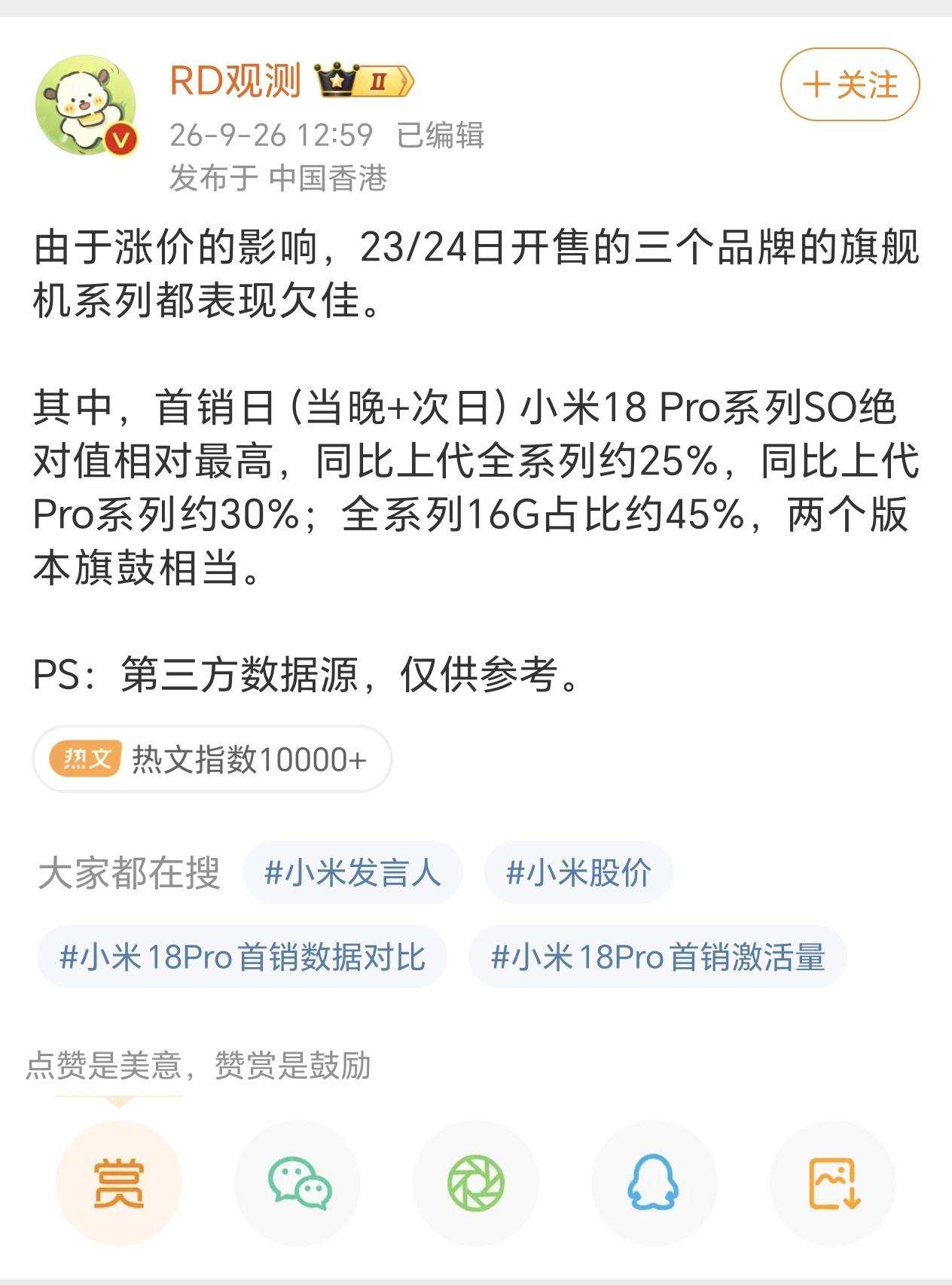 好家伙，小米18Pro系列首销期都这水平，看样子后续销量会很难看啊，怪不得这段时