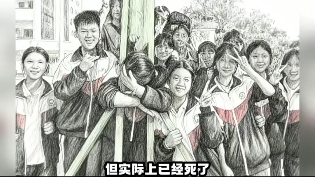 太好笑了！云南某中学一女生，把头卡进篮球框架里，头拔不出来，同学们纷纷来打卡留