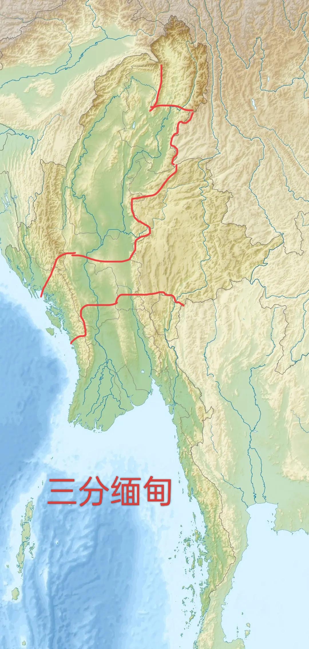 三分缅甸！一、北缅甸：人口1700万面积25.7万二、中缅甸：人口1050万