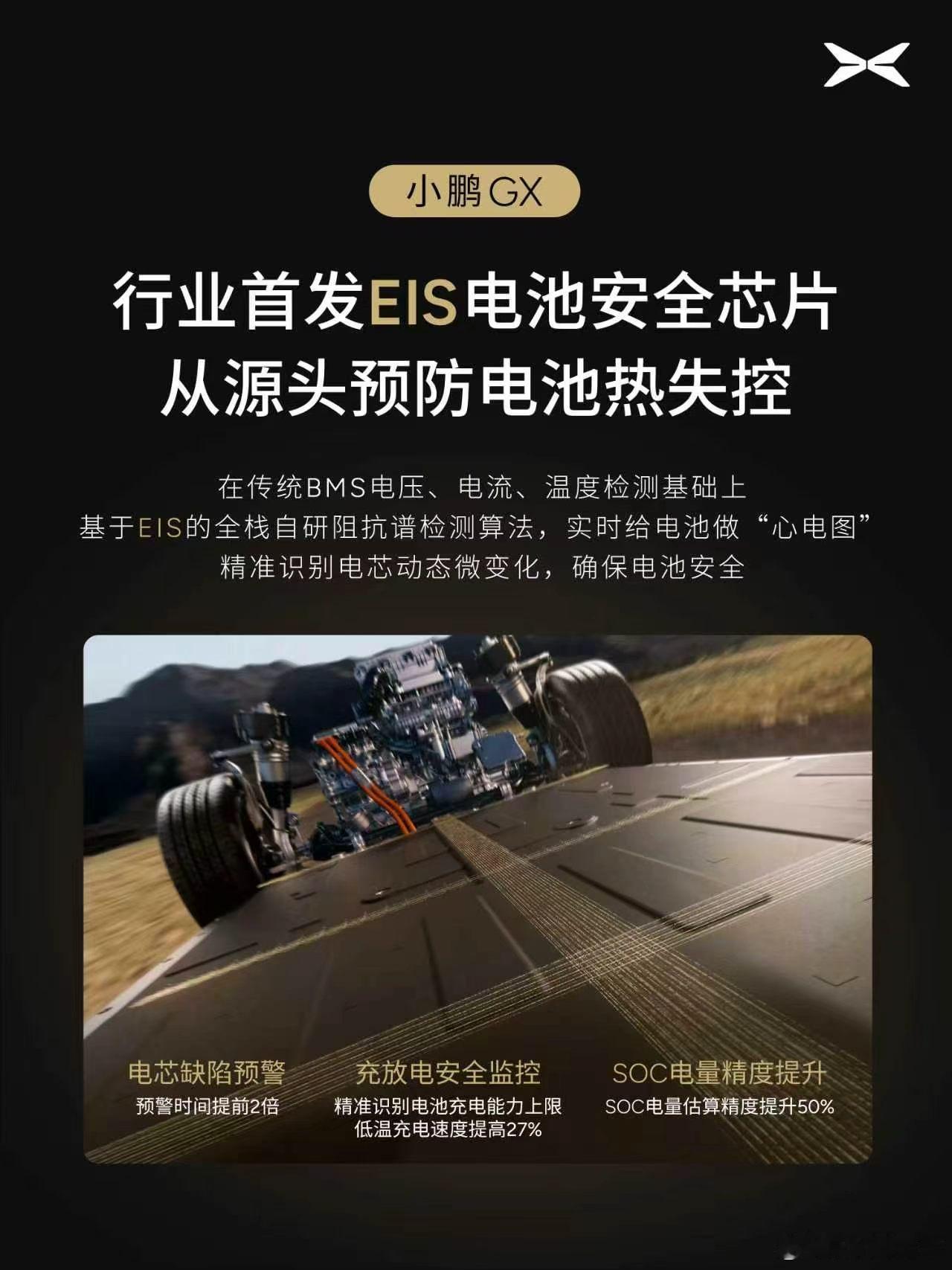 小鹏GX行业首发EIS电池安全芯片有点意思。第一，这是个芯片，在bms之外(可能