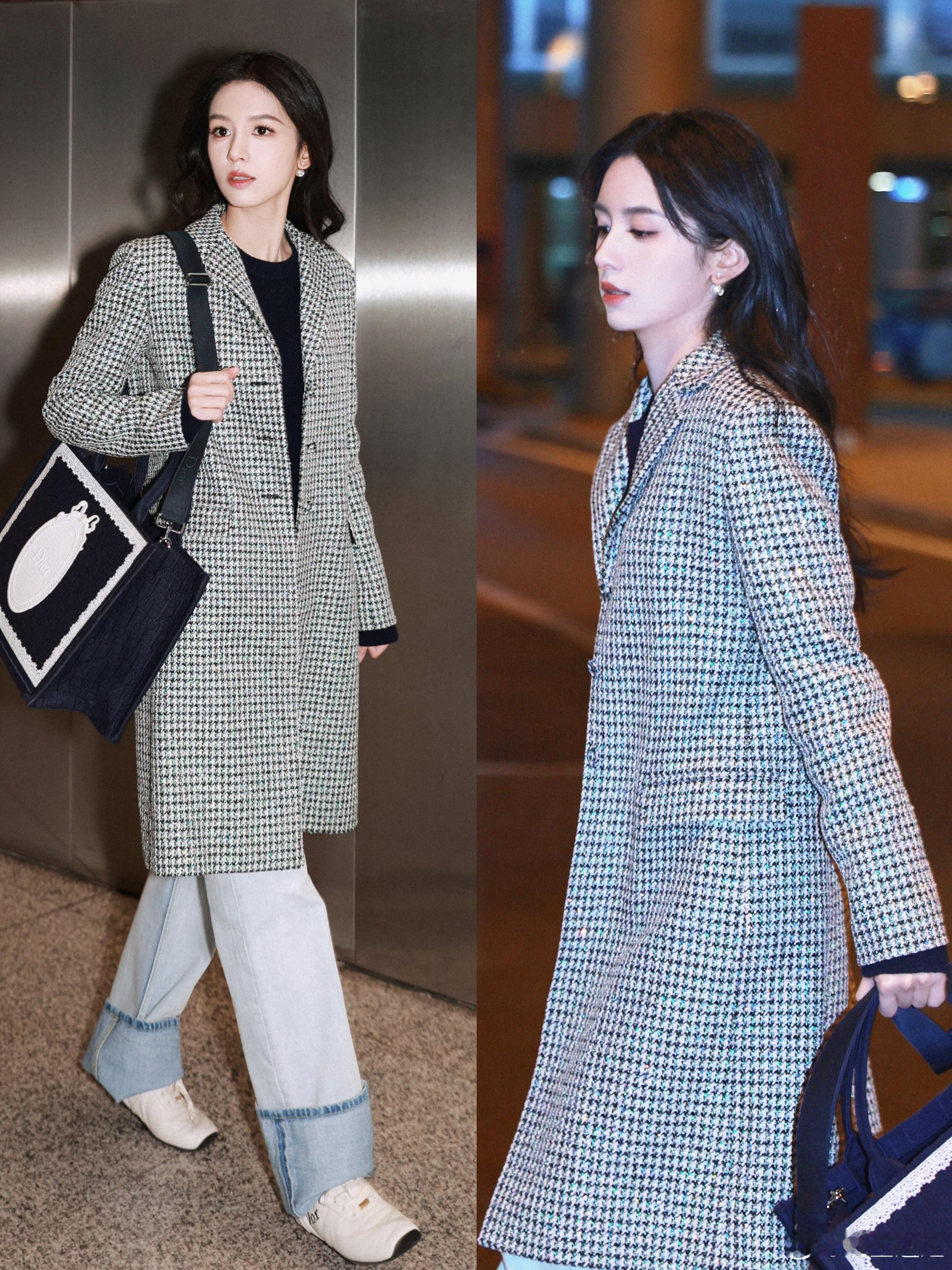 巴黎高定时装周大秀直击周也出发巴黎高定时装周，穿千鸟格大衣优雅又美丽，期待她