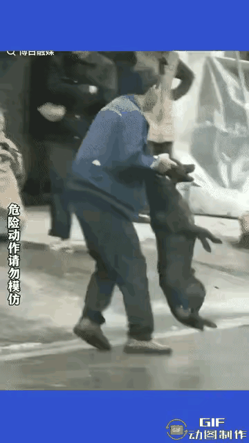 遛狗不牵绳咬伤人，路人冷静自保太清醒！网友震惊了:一男子走在路上，大妈养的黑狗