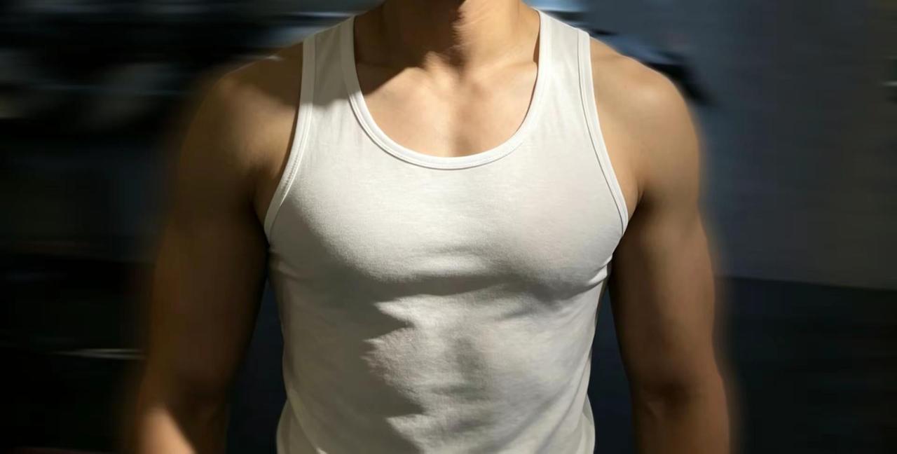 持续感受！肌肉男胸肌健身打卡背心男