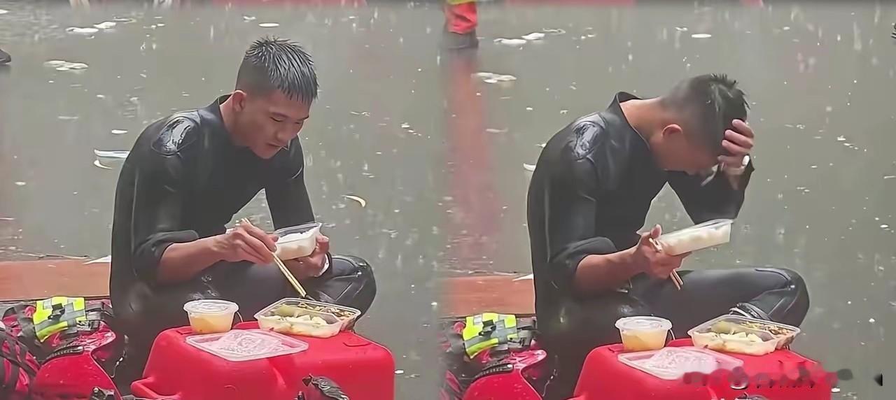 火遍全网、雨中就餐的消防员正面照片来了，他名叫梁焕，今年26岁，入职消防队伍已有