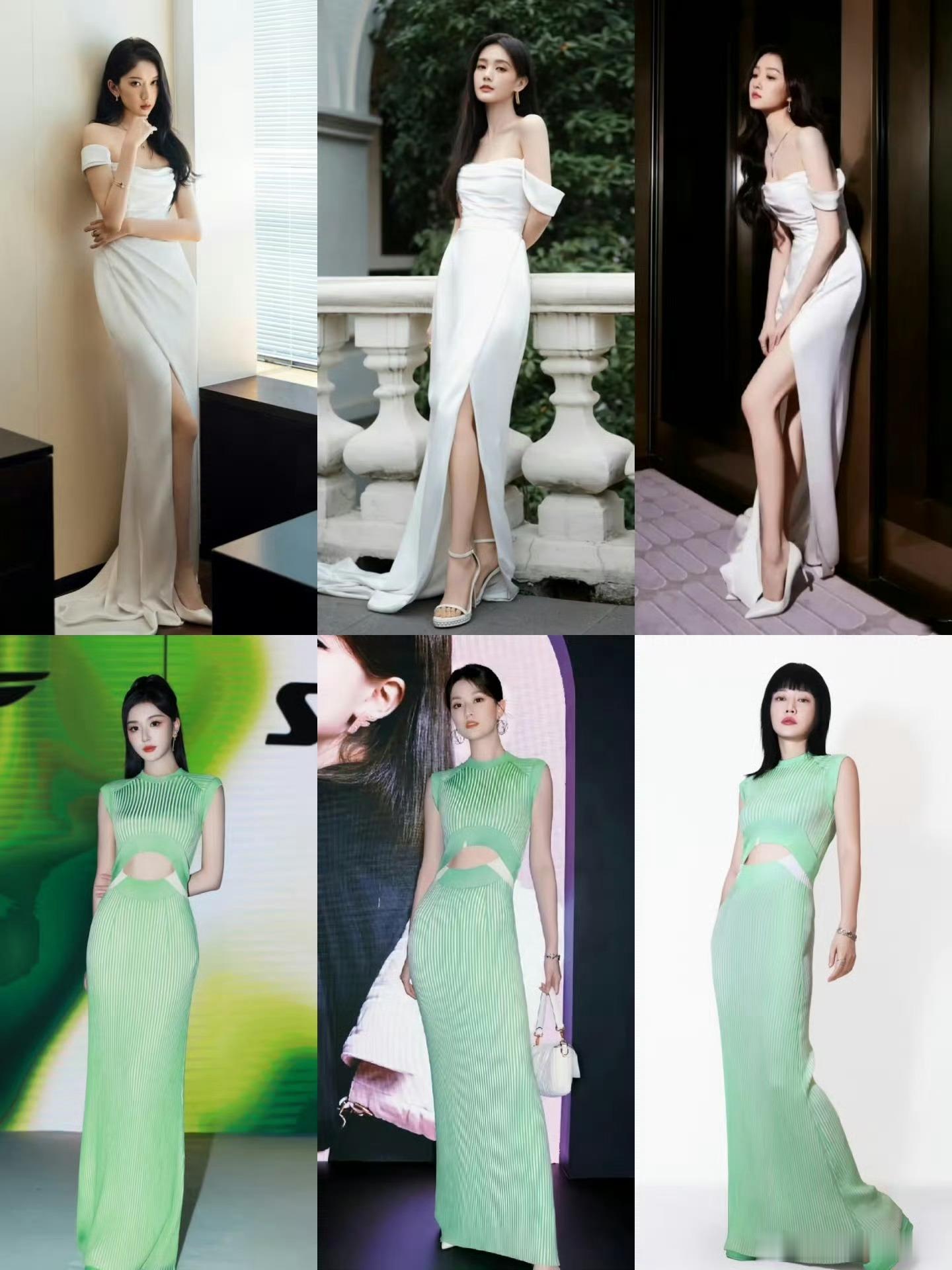 四个女明星撞衫同一款礼服在娱乐圈撞衫，确实不是什么不常见的事情吧美女姐姐们的审