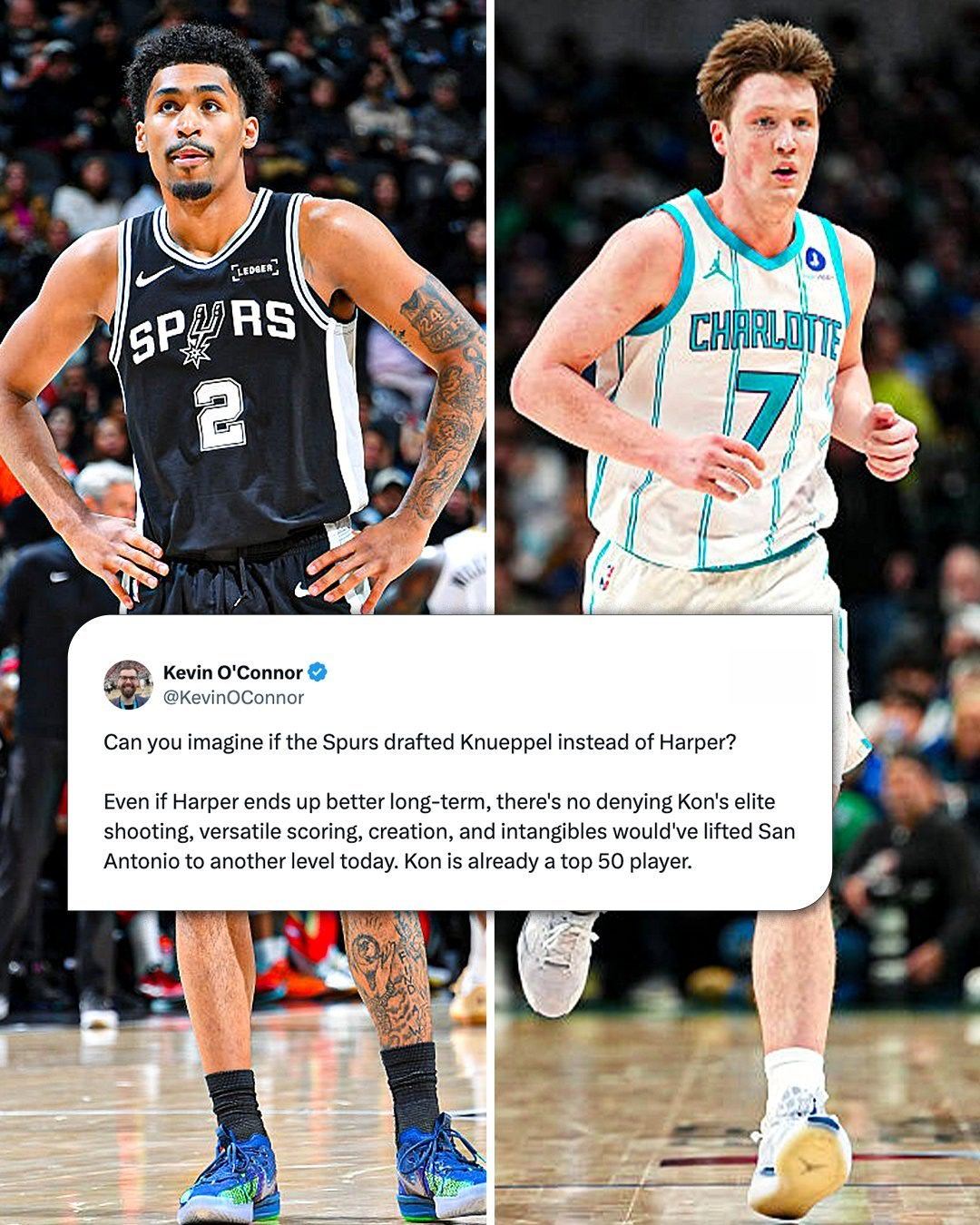 奥康纳说，不敢想象如果马刺榜眼选了小康神而不是小哈珀，会有多强，我认为这是一个伪