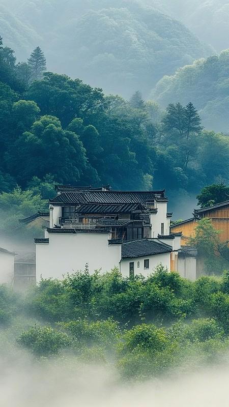 以前在古镇待过几天，天天泡在古村落里，脚边就是淌着的山泉水，抬头是白墙黑瓦顺着山