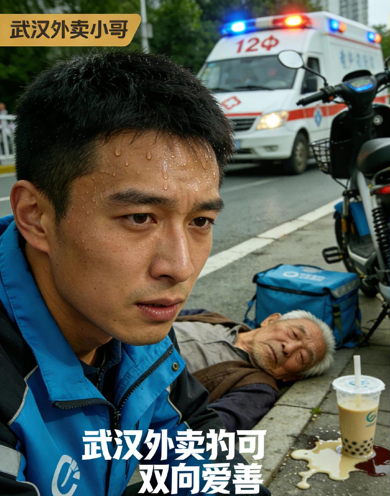 武汉外卖小哥送餐途中救人，一杯奶茶温暖一座城，双向善意太好哭泪目！武汉，一