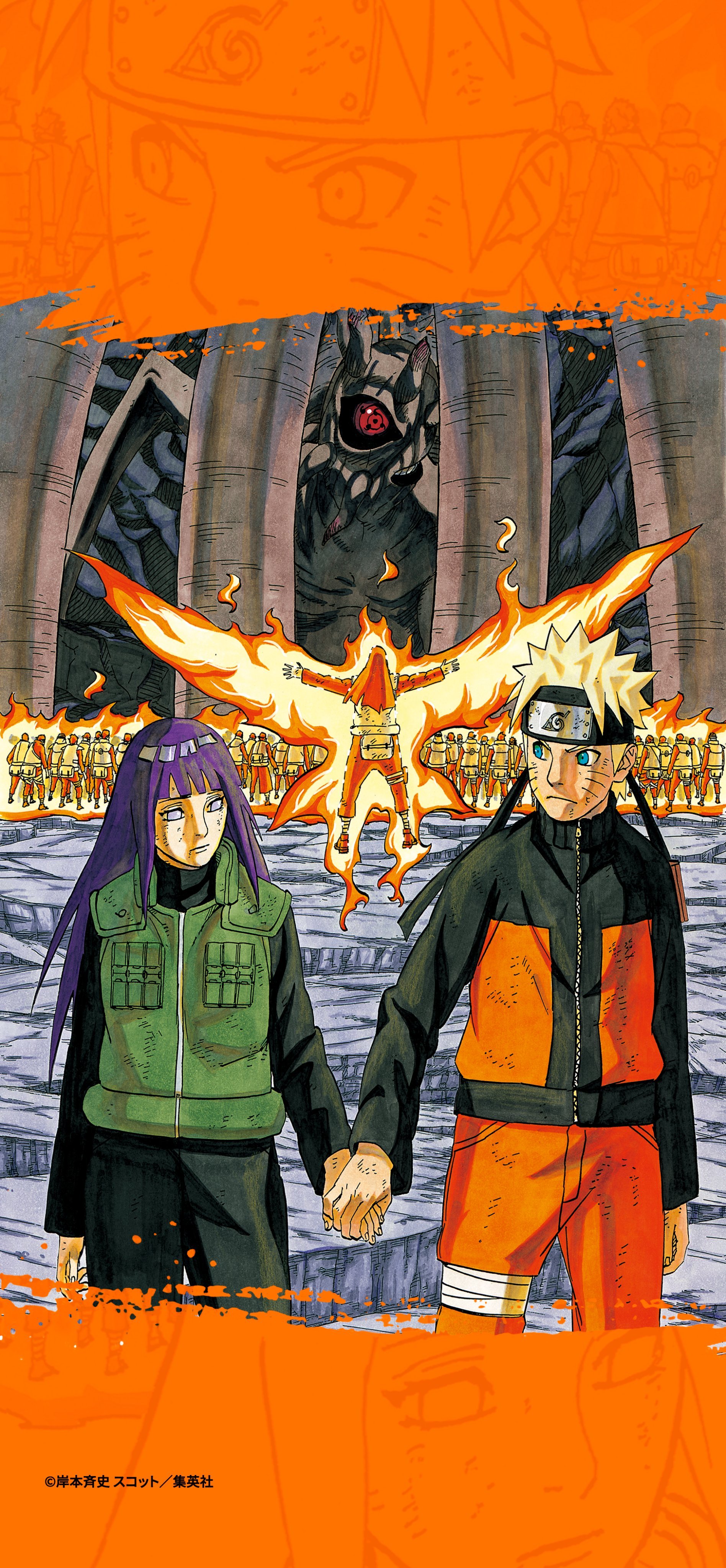 『火影忍者官方』最新发布的26周年纪念壁纸！鸣人&雏田壁纸出自第64卷封面